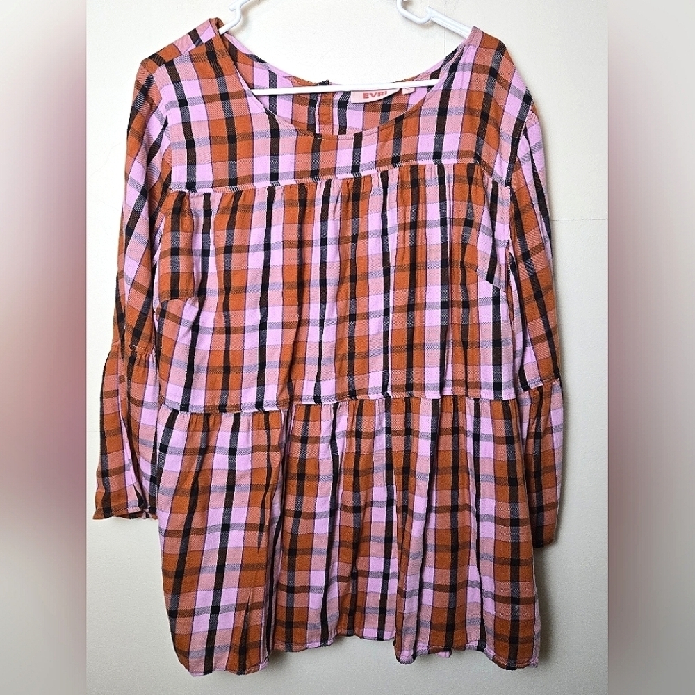 Women's Evri‎ Plaid Tiered Shirt, Size 1X